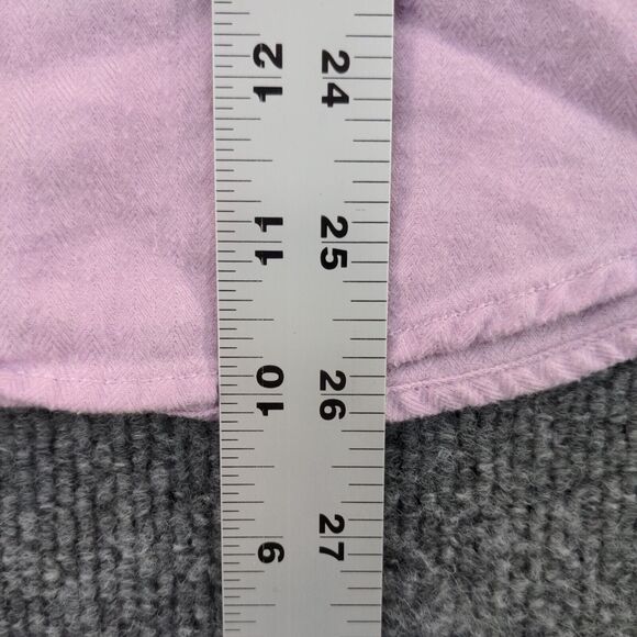 Lands' End Womens Button Front Shirt Purple 10 Cotton Long Sleeve Regular Fit - Picture 11 of 12